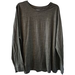 Bombas Womens Merino wool Blend long Sleeve Crew Base Layer 2X Green Olive